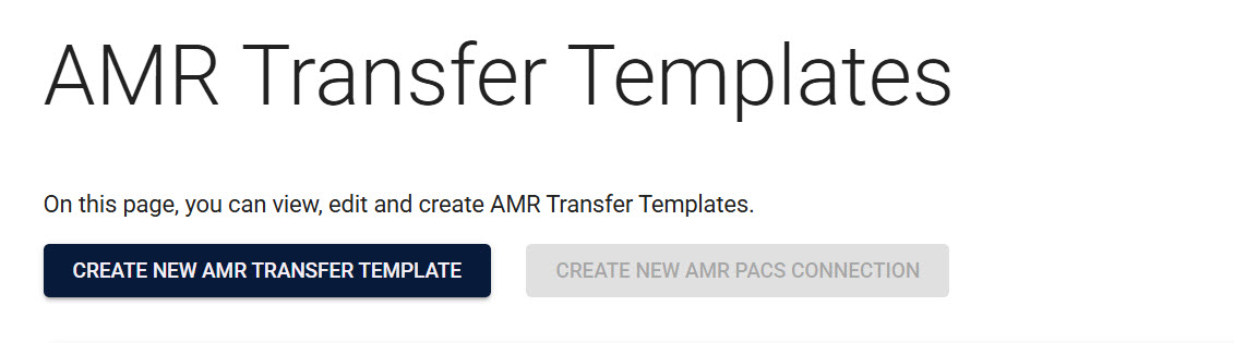 AMR Transfer Templates: Create new AMR Transfer Template