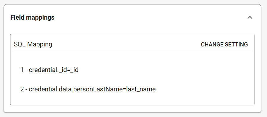 Mappings overview after saving