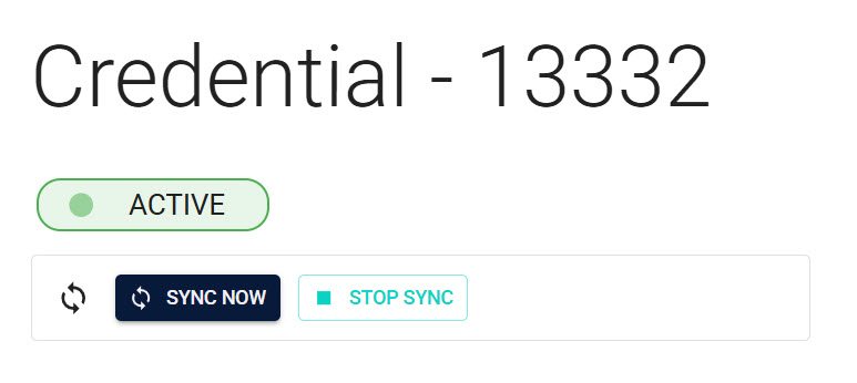 Credential page sync bar with Sync now and Stop sync