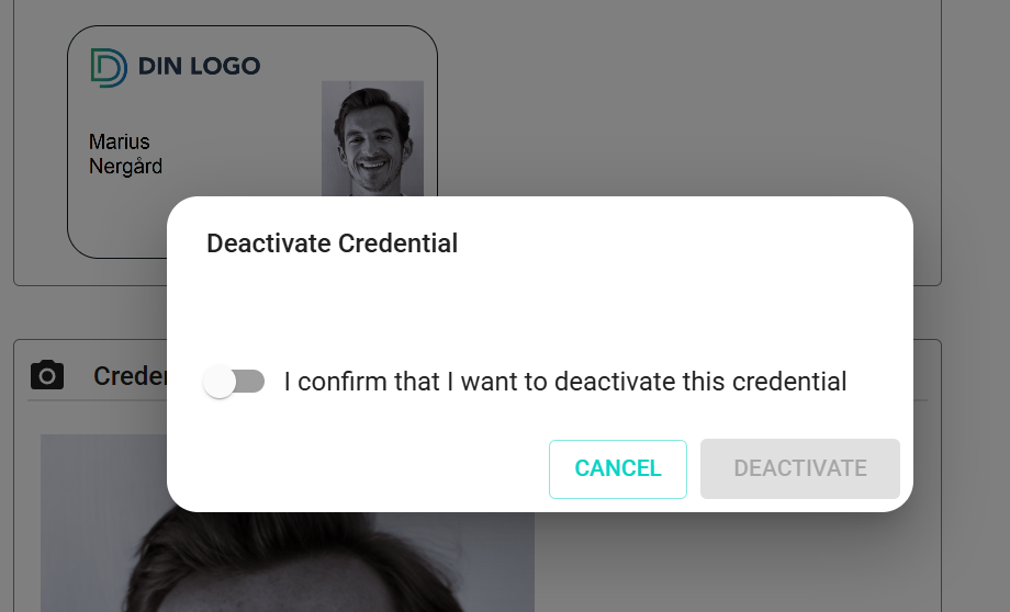 Deactivation confirmation dialog requiring checkbox confirmation