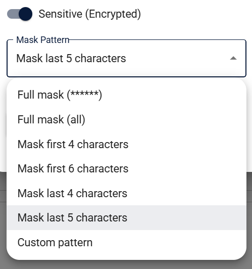 Mask Pattern dropdown showing all available options