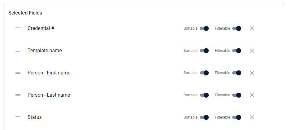 Field Arrangement Panel