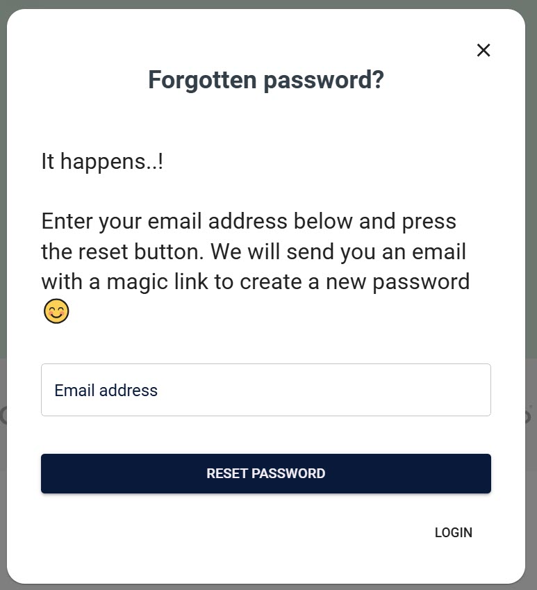 Forgotten Password Screen