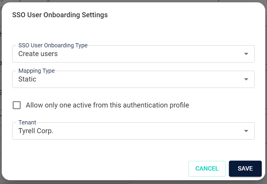 Screenshot of the static mapping configuration