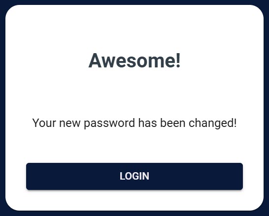 Password Set Confirmation Screen