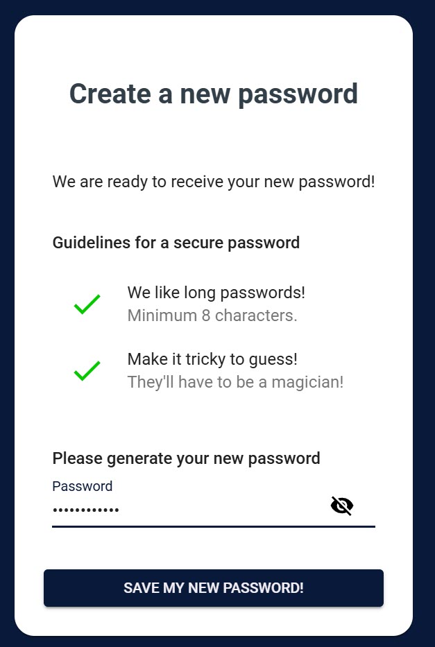 Password Validation OK Screen